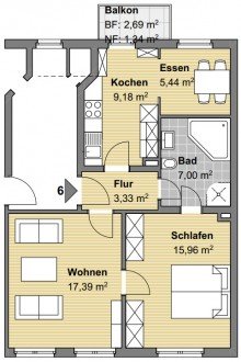 Grundriss Sofort beziehbar: Stilvolle Altbauwohnung in ruhiger Lage und Bahnhofsn�he