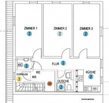 Grundriss 3-Zimmer Business-Apartement  Bellegno  in KA-Bulach