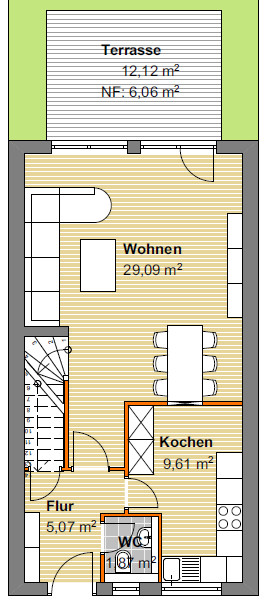 Erdgeschoss Reihenmittelhaus Karlsruhe