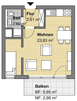 Grundriss WE35 Etagenwohnung Karlsruhe