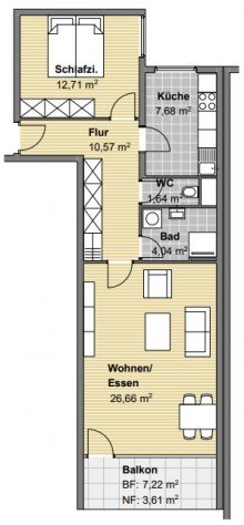Grundriss Expos� WE207 Sch�ne 2-Zimmer-Wohnung in Ortsrandlage von Durmersheim