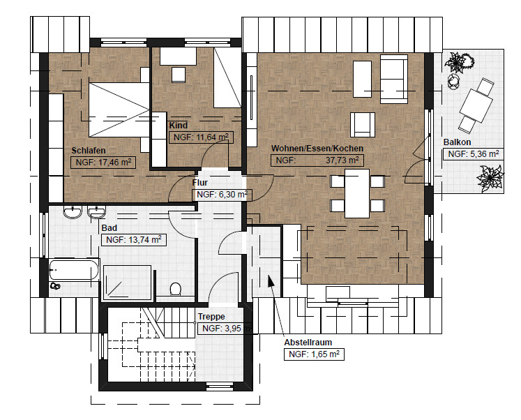Dachgeschoss Etagenwohnung Ettlingen / Sch�llbronn