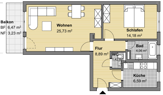 Grundriss Wohnung 39 Etagenwohnung Karlsruhe