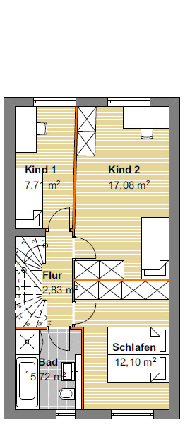 Obergeschoss Reihenmittelhaus Karlsruhe