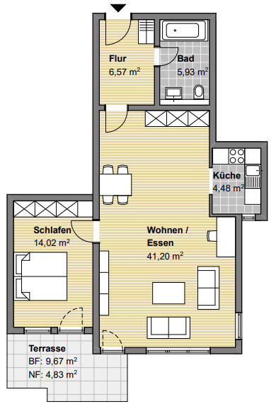 Grundriss Erdgeschosswohnung Ettlingen