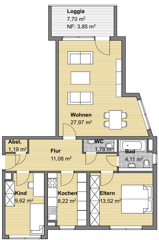 Grundriss Etagenwohnung Karlsruhe
