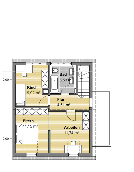 Grundriss OG Einfamilienhaus Karlsruhe