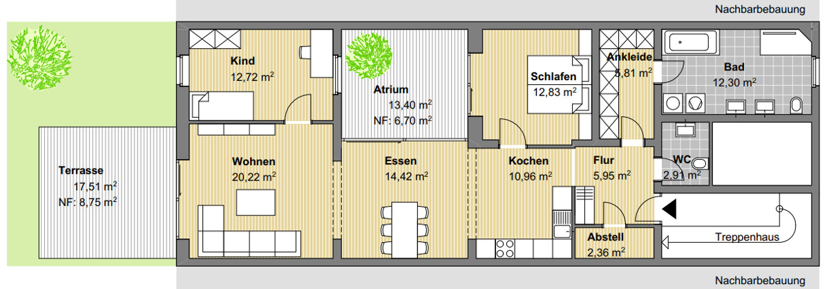 Grundriss Erdgeschoss Erdgeschosswohnung Karlsruhe