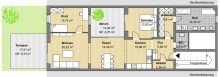 Grundriss Erdgeschoss Helle 3-Zimmer-Wohnung mit kleinem Garten und Blick ins Gr�ne