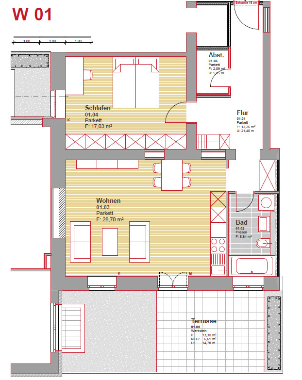 Grundriss Terrassenwohnung Rastatt