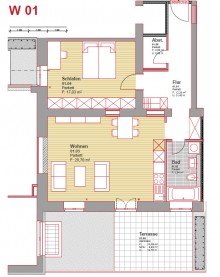 Grundriss Hochwertige 2-Zimmer-Wohnung in Rastatts Zentrum