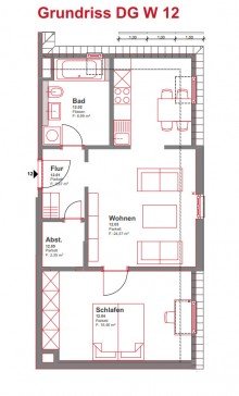 Grundriss Sch�ne 2-Zimmer-Wohnung in kernsaniertem Altbau in Rastatts Zentrum