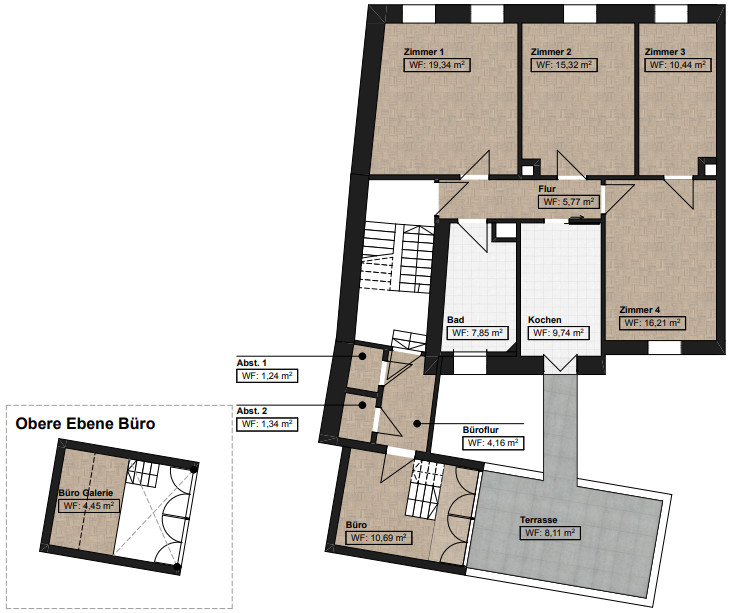 Grundriss Wohnung & B�ro Etagenwohnung Karlsruhe / Durlach