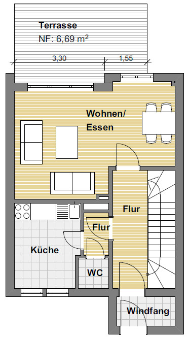Erdgeschoss Reihenendhaus Karlsruhe