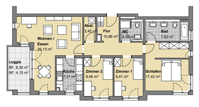 Grundriss Etagenwohnung Karlsruhe / S�dstadt