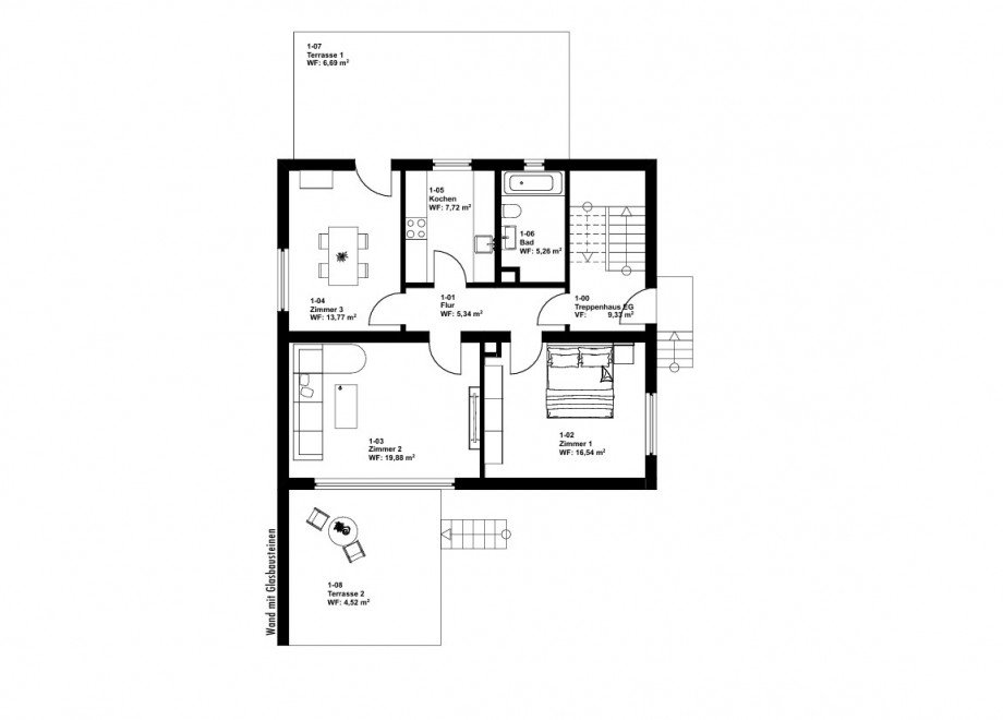 Erdgeschoss Mehrfamilienhaus Ettlingen / Sch�llbronn