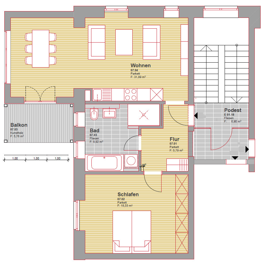Grundriss Etagenwohnung Rastatt