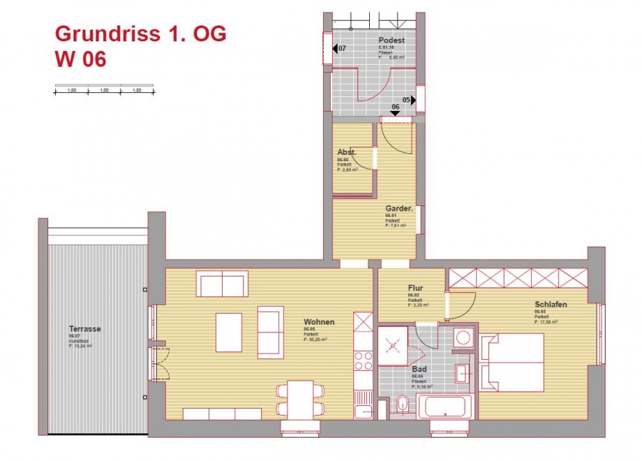 Grundriss Terrassenwohnung Rastatt