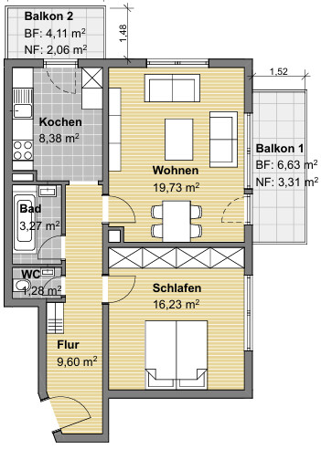 Grundriss Etagenwohnung Karlsruhe