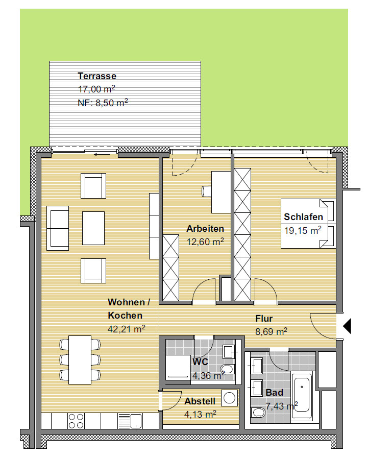 Grundriss Erdgeschosswohnung Karlsruhe