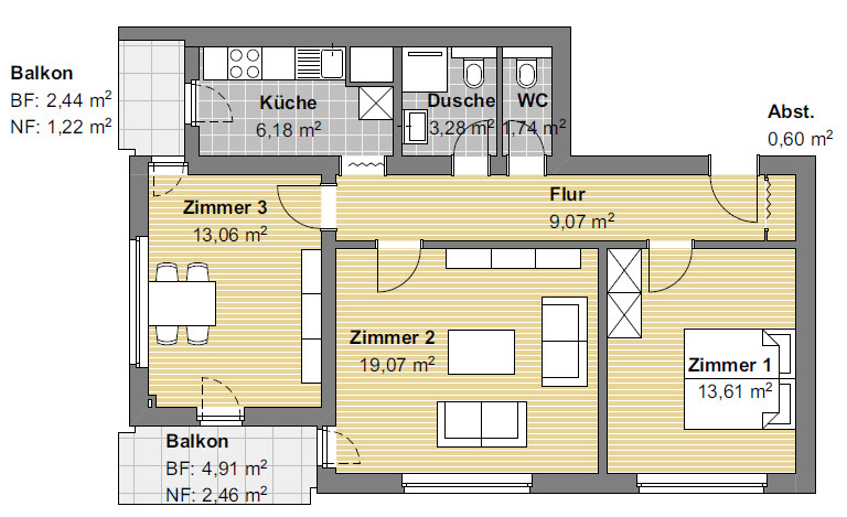Grundriss Etagenwohnung Karlsruhe