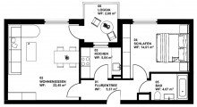 Grundriss WE35 Sofort beziehbar: Sch�ne 2-Zimmer-Wohnung mit Balkon und Tiefgaren-Stellplatz in KA-M�hlburg