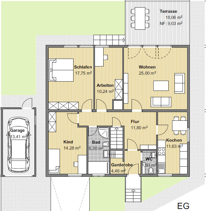 Grundriss EG Einfamilienhaus Straubenhardt