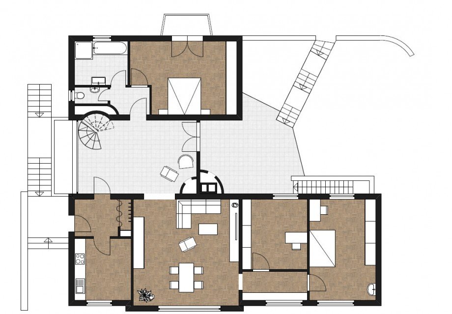 Grundriss Erdgeschoss Einfamilienhaus Ettlingen / Spessart