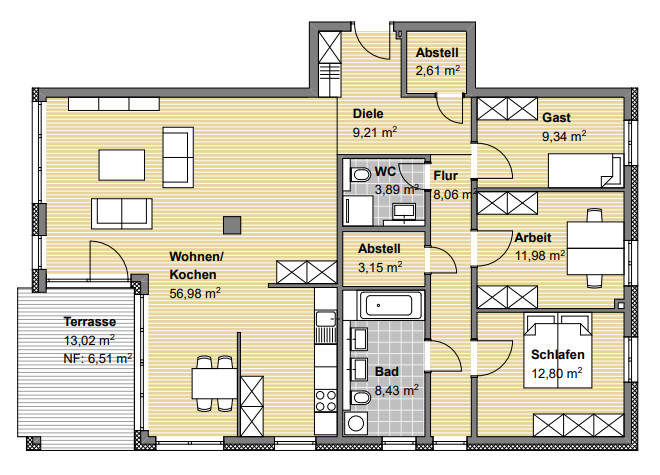 Grundriss Etagenwohnung Karlsruhe / Gr�tzingen