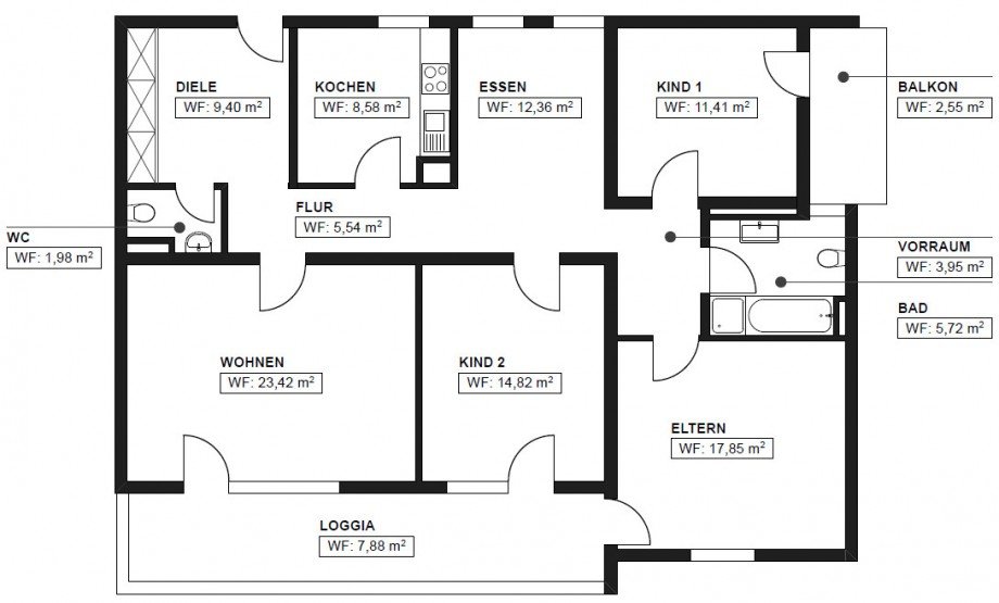 Grundriss Etagenwohnung Karlsruhe