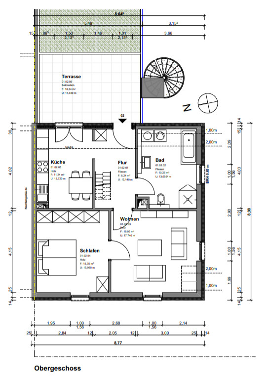 Grundriss OG Maisonettewohnung Pfinztal / Berghausen