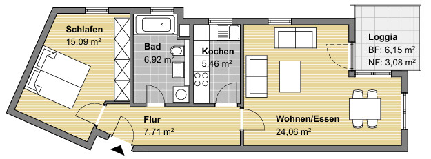 Grundriss WE 07 Etagenwohnung Karlsruhe