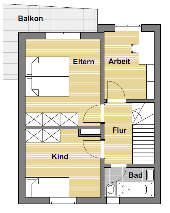 Obergeschoss Reihenendhaus Karlsruhe