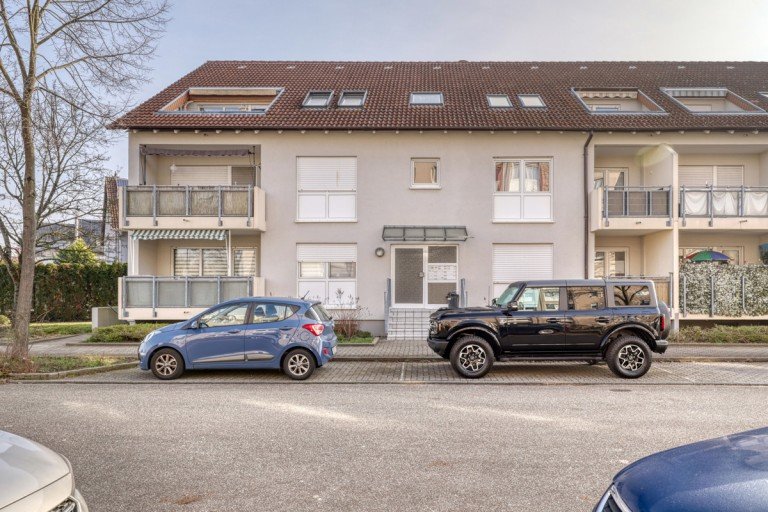 Au�enansicht Karlsruhe / Neureut Erdgeschosswohnung Sofort beziehbar: Helle 2-Zimmer-Wohnung mit Balkon in Neureut-Kirchfeld
