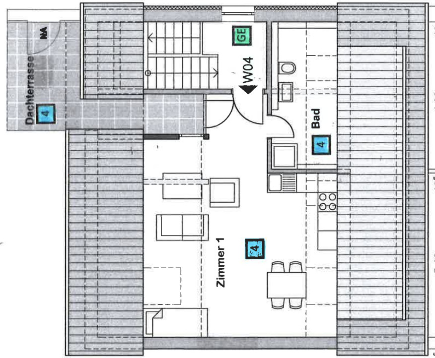 Grundriss Dachgeschosswohnung Karlsruhe